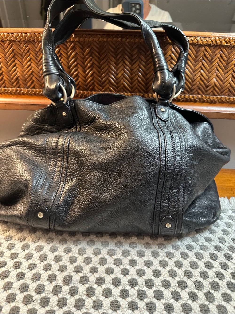 Sigrid Olsen Black Pebbled Leather Shoulder Bag